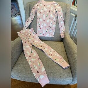Hanna Andersson Pink Easter Bunny and Floral Pajama Set